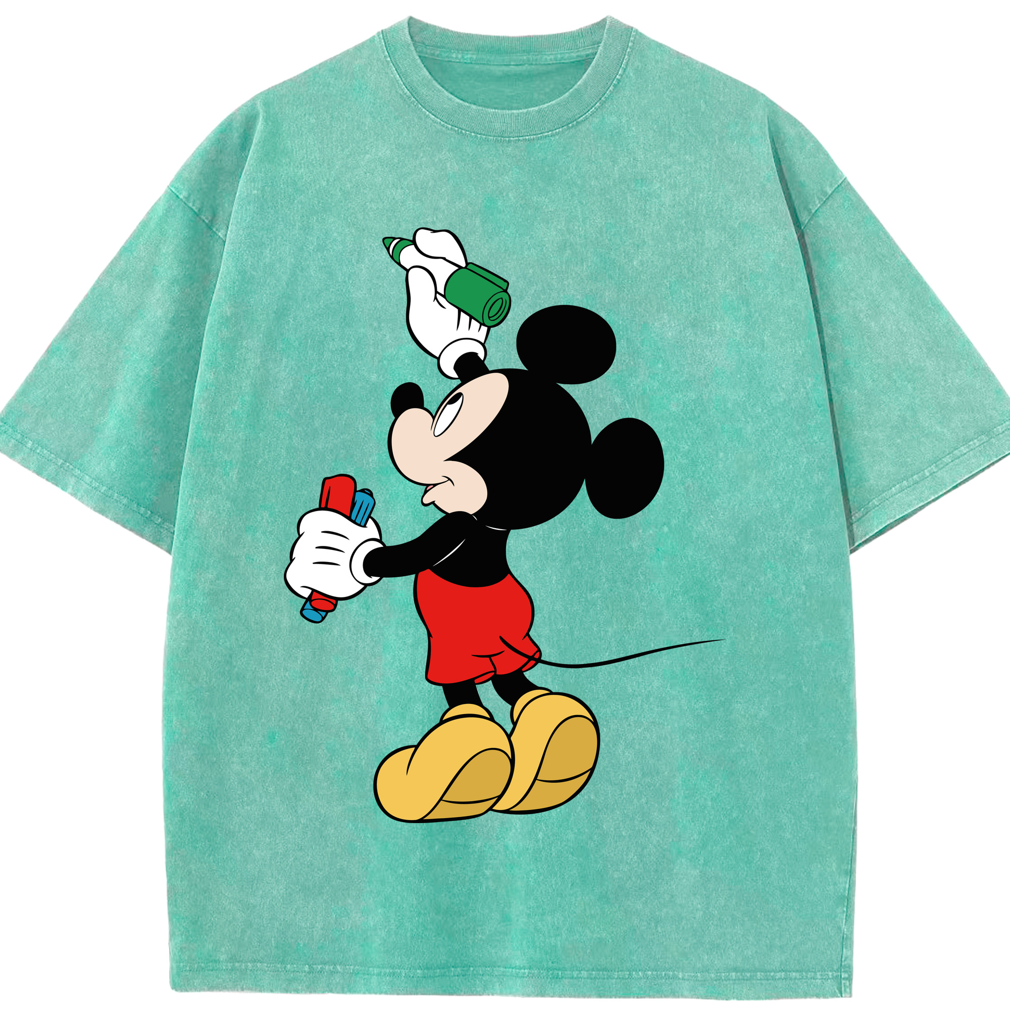 （画像用） ミッキーマウス Mickey Mouse 綿100% ヴィンテージ風 半袖Tシャツ（フロントプリント）